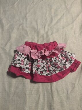 Disney Pink Layered Ruffle Skirt with Bow Print